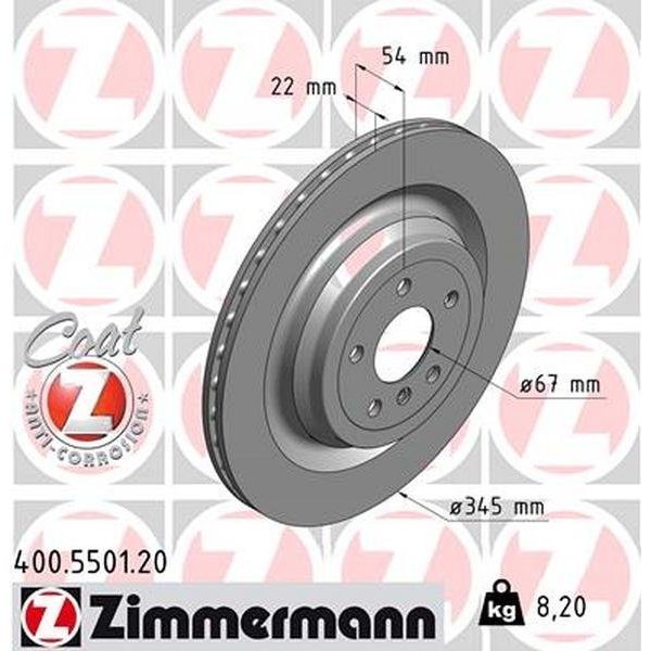 Zimmermann Brake Disc - Standard/Coated, 400.5501.20 400.5501.20